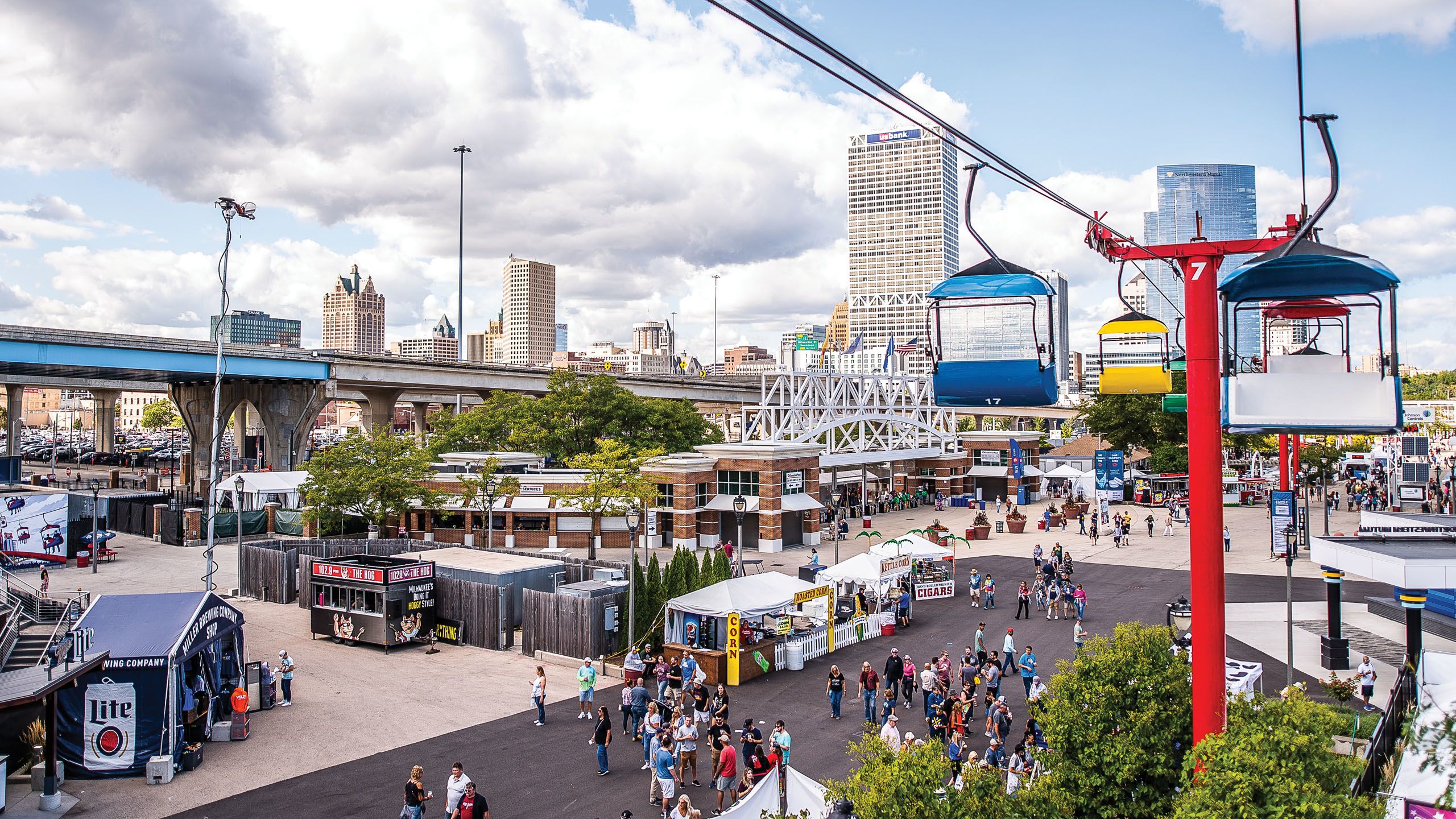 Image of skyline at Summerfest music festival in Milwaukee.